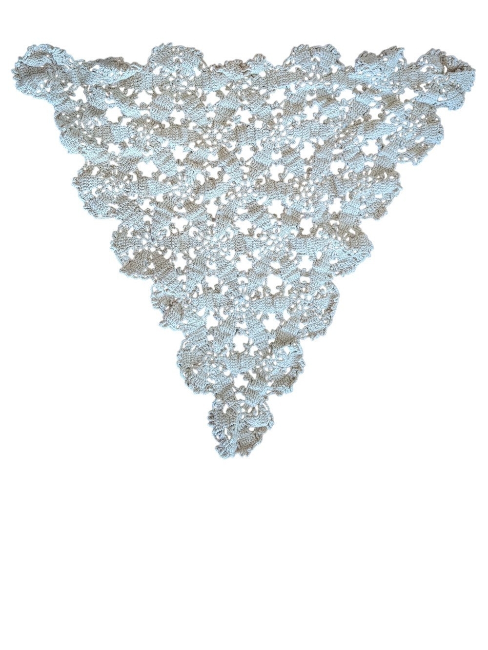 Handmade Crochet Triangle Shawl - Cream